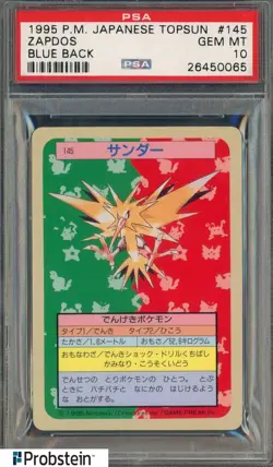 1995 Pokemon Japanese Topsun Blue Back #145 Zapdos PSA 10 GEM MINT - Image 1