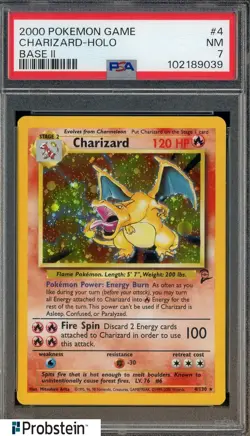 2000 Pokemon Game Base II #4 Charizard Holo PSA 7 NM - Image 1