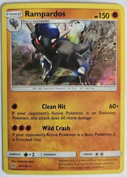 Rampardos 65/156 Holo Rare Ultra Prism Sun & Moon Pokemon Card 2018 NM - Image 1