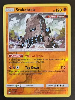 Stakataka 106/214 Pokemon Reverse Holo Rare SM Unbroken Bonds Card LP - Image 1