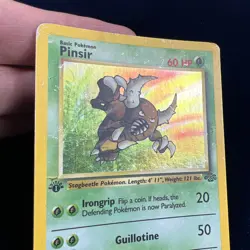 Pinsir 1st Edition 9/64 Pokemon Card Jungle ERROR Scratch Holo Rare - Image 2