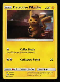 Detective Pikachu SM190 Holo Black Star Promo Pokemon Card - Image 1