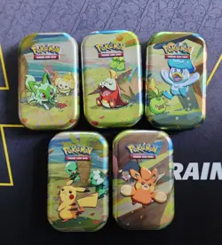 Pokemon Paldea Friends Mini Collector Tins Set With Stickers! (EMPTY, NO CARDS) - Image 1