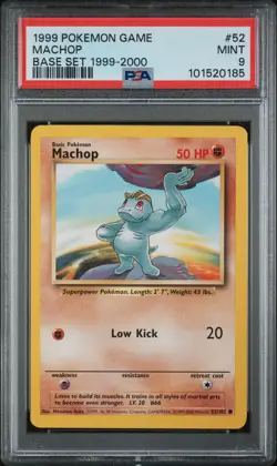1999 POKEMON BASE SET 1999-2000 “4TH PRINT” #52 MACHOP PSA 9 - Image 1