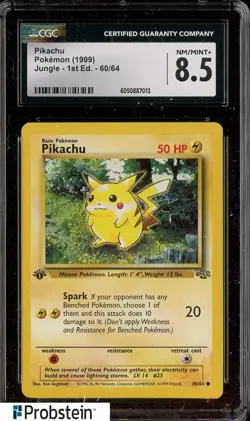 1999 Pokemon Jungle 1st Ed #60/64 Pikachu CGC 8.5 NM-MT+ - Image 1
