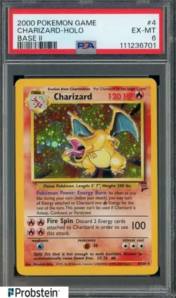 2000 Pokemon Game Base II #4 Charizard Holo PSA 6 EX-MT - Image 1