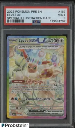 2025 Pokemon Pre EN Special Illustration Rare #167 Eevee Ex PSA 9 MINT - Image 1