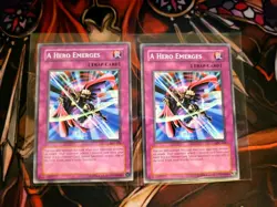 YUGIOH TCG 2X A HERO EMERGES IOC-104 COMMON UNLIMITED EDITION 1996 - Image 1