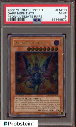 2008 Yu-Gi-Oh! 1st Ed PTDN Ultimare Rare #EN018 Dark Nephthys PSA 9 MINT - Image 1