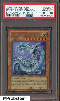 2006 Yu-Gi-Oh! Shadow of Infinity #EN007 Cyber Laser Dragon PSA 10 GEM MINT - Image 1