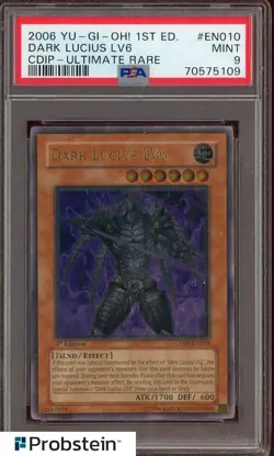 2006 Yu-Gi-Oh! 1st Ed CDIP Ultimate Rare #EN010 Dark Lucius LV 6 PSA 9 MINT - Image 1