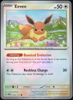 Pokemon TCG Eevee 074/131 Prismatic Evolutions Poke Ball Reverse Holo Card - NM - Image 1