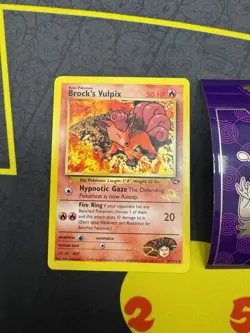 BROCK'S VULPIX W Stamp Pokemon Card WOTC Promo Gym Challenge 37/132 105💎NM++ - Image 2