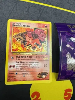 BROCK'S VULPIX W Stamp Pokemon Card WOTC Promo Gym Challenge 37/132 105💎NM++ - Image 3