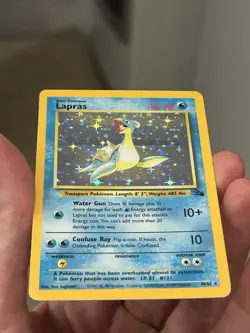 1999 Pokemon TCG Lapras Fossil 10/62 Holo Unlimited Rare Vintage Card NEAR MINT - Image 3