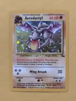 NM Aerodactyl 1/62- Fossil Set WOTC Unlimited Rare HOLO Pokemon TCG NOT PLAYED - Image 1