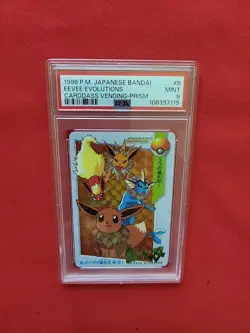 Pokemon: Eevee Evolutions PRISM Bandai Carddass Anime 1998 Japanese - PSA 9 MINT - Image 4
