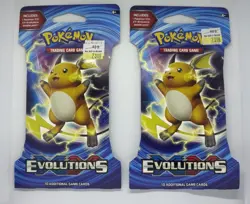 Pokemon XY Evolutions Sleeved Booster Packs Raichu Art (2 total sleeved packs) - Image 1