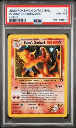 2000 Pokemon Gym Challenge Blaine's Charizard #2 Holo Rare 2/132 - PSA 8 - Image 1