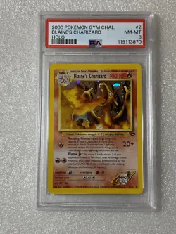 2000 Pokemon Gym Challenge Blaine's Charizard #2 Holo Rare 2/132 - PSA 8 - Image 3