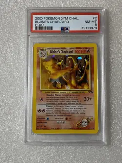 2000 Pokemon Gym Challenge Blaine's Charizard #2 Holo Rare 2/132 - PSA 8 - Image 4