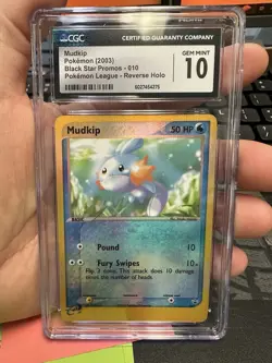 CGC 10 GEM MINT Mudkip 010 REVERSE HOLO Black Star PROMO Pokemon Card - Image 1