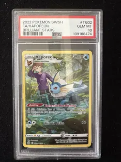 Pokemon TG02 Brilliant Stars Vaporeon PSA 10 Gary OAK Full Art SHIPS FAST - Image 1