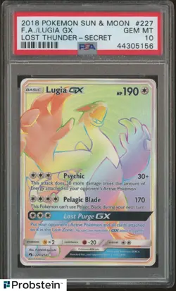 2018 Pokemon Sun & Moon Lost Thunder Secret #227 Lugia Gx FA PSA 10 GEM MINT - Image 1
