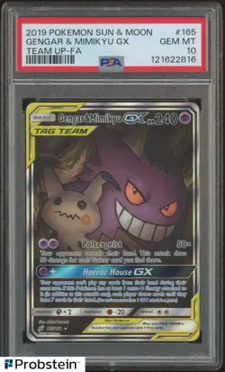 2019 Pokemon Sun & Moon Team Up #165 Gengar & Mimikyu Gx FA PSA 10 GEM MINT - Image 1