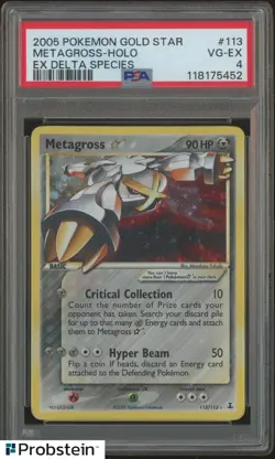 2005 Pokemon Ex Delta Species #113 Metagross Gold Star Holo PSA 4 VG-EX - Image 1