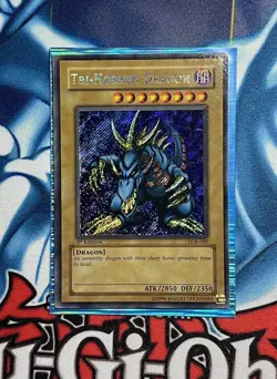Yu-Gi-Oh LOB-000 Tri-Horned Dragon 1st Edition Glossy MP ( FOIL LINE/FOIL SHIFT) - Image 1