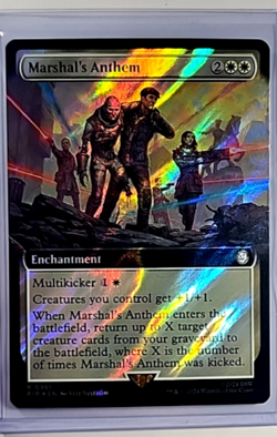 MTG Magic The Gathering PIP Fallout Extended Art Surge Foil 981 Marshal's Anthem - Image 1