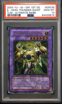 Yu-Gi-Oh TLM-EN036 1st Edition Ultimate Rare Elemental Hero Thunder Giant PSA 10 - Image 1