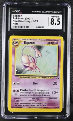 CGC 8.5 Espeon 2001 Neo Discovery 1/75 Holo SWIRL Pokemon Card psa - Image 1