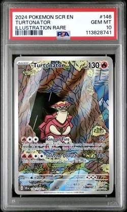 Pokemon 2024 SCR EN-STELLAR CROWN ILLUSTRATION RARE #146 TURTONATOR CARD PSA 10 - Image 1