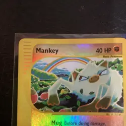 Pokemon TCG Mankey 092/147 Aquapolis Common card Reverse Holo NM - Image 2