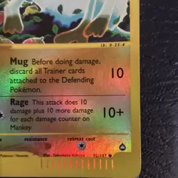 Pokemon TCG Mankey 092/147 Aquapolis Common card Reverse Holo NM - Image 4