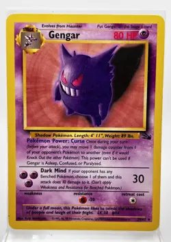 Gengar Regular Non Holo Rare 20/62 Pokemon Card 1999 Fossil MP - Image 1