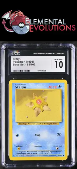 1999 Pokemon Base Set #65/102 Staryu CGC 10 - Image 1