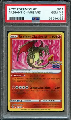 PSA 10 GEM MINT RADIANT CHARIZARD HOLO 011/078 POKEMON GO 2022 POKEMON TCG - Image 1