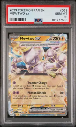 PSA 10 - 2023 POKEMON PAR EN-PARADOX RIFT 058 MEWTWO EX - Image 1