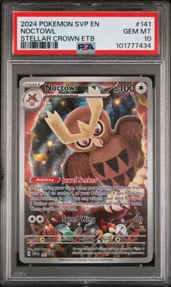PSA 10 - 2024 POKEMON SVP EN-SV BLACK STAR PROMO 141 NOCTOWL | ETB CROWN STELLAR - Image 1