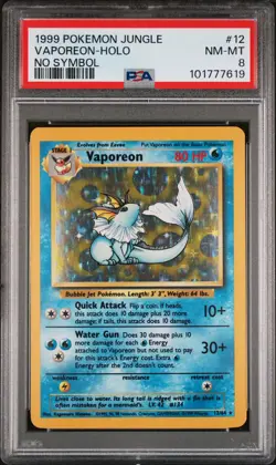 PSA 8 - 1999 POKEMON JUNGLE 12 VAPOREON-HOLO | NO SYMBOL - Image 1