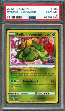 PSA 10 GEM MINT RADIANT VENUSAUR HOLO 004/078 POKEMON GO 2022 POKEMON TCG - Image 1
