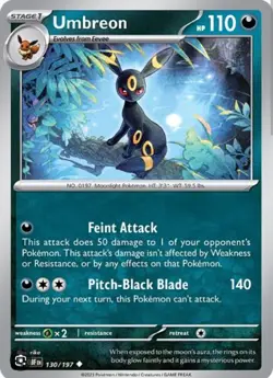 1x Umbreon 130/197 Pokemon Obsidian Flames Non Holo NM/M OBF EN Scarlet & Violet - Image 1