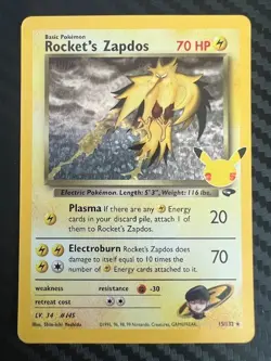 Pokemon TCG Rocket's Zapdos Celebrations: Classic Collection 15/132 Holo NM - Image 1