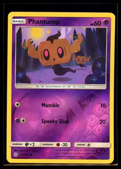 2019 Sun & Moon - Cosmic Eclipse Phantump #93 Reverse Holo Pokemon Card - Image 1