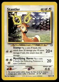 Stantler 76/111 Pokemon Card Neo Genesis Common 60 HP Lightly Played C14 - Image 1