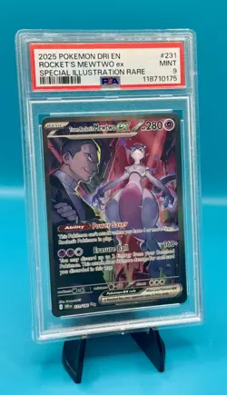 Pokemon TCG Mewtwo EX 2025 Team Rockets 231/182 Destined Rivals Mint PSA 9 - Image 1