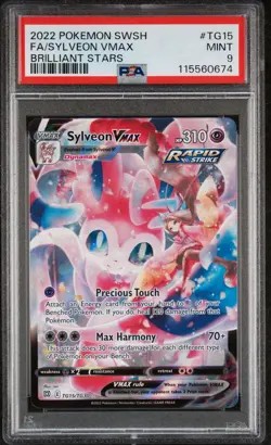 2022 Pokemon Sword & Shield Brilliant Stars Sylveon VMAX FA TG15/TG30 PSA 9 - Image 1